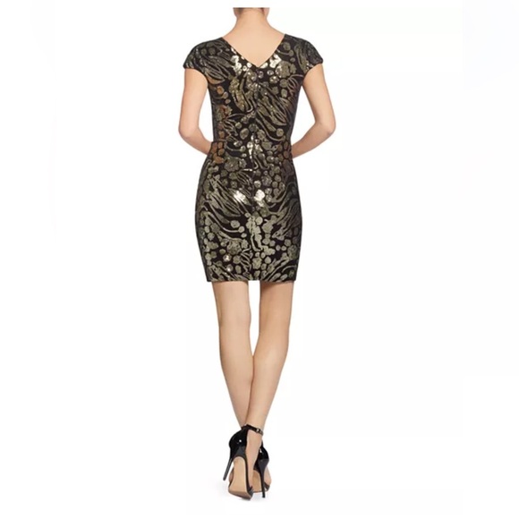 Dress the population Zoe sequin mini dress “The Talk” velvet sequin black large - Picture 2 of 11